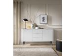 Cassettiera Moderna In Mdf Bianco, 168 Cm - A Scelta Con Gambe Dorate O Nere