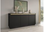 Cassettiera Moderna Nera 153,4 Cm, 3 Ante, Piano Laminato