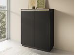 Cassettiera Moderna Nera 127 Cm, 2 Ante, Piano In Laminato
