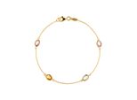 Goldarmband Jobo, Gelb (Gelbgold 585), ArmbäNder, Damen, 19Cm, Gelbgold 585, Goldarmband, 585 Gold Mit Amethyst Blautopas Citrin