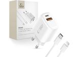 Tech-Protect Nca30 Pd 30W Qc3.0 Usb-A / Usb-C + Usb-C / Cavo Lightning 100Cm - Bianco