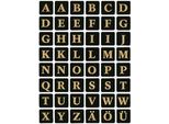 Lettere 13X13 Mm A-Z Autoadesive, Foglio Dorato Goffrato Su Sfondo Nero, Confezione Da 10X2 Fogli