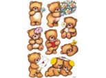 Etichette Decorative Orsetti Con Fiori 3 Fogli Confezione Da 10 Pezzi