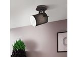 Eglo Lampada Da Soffitto Villabate, Plafoniera, Classica, Faretto Da Soffitto In Acciaio E Tessuto, Lampada Da Soggiorno In Nero, Bianco, Lampada Da Cucina, E27
