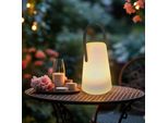 3.07 Lampada Da Tavolo Konisch A Batteria - Circa 20 Cm - Per Interni Ed Esterni Bianca Con Cinturino In Pelle / Timer (Grande)
