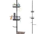 Bremermann Scaffale Telescopico Per Bagno, 2 Cestini, 2 Portasciugamani, Asta Telescopica Fino A Max. 290 Cm Circa, Nero