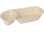 600 Vaschette Per Snack Conpax (Lm) Canna Da Zucchero A 2 Sezioni 3,6 Cm X 12,4 Cm X 22,4 Cm Naturale 97083