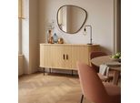Credenza A 2 Ante In Melaminico E Acciaio 140 Cm Beige - Oviala Marius