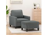 Mobili Poltrona Con Poggiapiedi In Tessuto Grigio Scuro 60 Cm - Classic Sofas 3201030
