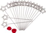 50 X Clip Color Argento Per Fototessere, Immagini, Memo, Carta, Appunti, A Forma Di Stella