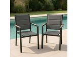 Set Di 2 Sedie Da Giardino In Alluminio E Textilene Grigio - Oviala Ciotat