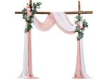 Set Arco Nuziale Con Fiori E Tende - Decorazione Arco Nuziale Rosa Per Esterno E Interno Con 2X Fiori E 2X Tende