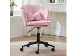 Sedia Da Ufficio Ergonomica Flieks, Sedia Da Trucco Girevole, Sedia Da Trucco Senza Braccioli, Sedia Da Scrivania Con Schienale A Petali, Rosa