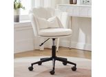 Sedia Da Ufficio Ergonomica Flieks, Sedia Da Trucco Girevole, Sedia Da Trucco Senza Braccioli, Sedia Da Scrivania Con Schienale A Petali, Beige