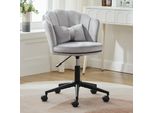 Sedia Da Ufficio Ergonomica Flieks, Sedia Da Trucco Girevole, Sedia Da Trucco Senza Braccioli, Sedia Da Scrivania Con Schienale A Petali, Grigio