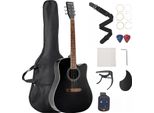 Vevor Cutway Chitarra Acustica, 41 Pollici, 6 Corde Nere Con Top In Abete Massello, Pacchetto Per Principianti Con Borsa Da Concerto, Accordatore, Tracolla, Corde, Plettri, Capotasto, Tastiera In Palissandro, Per Adulti Fingerstyle Solo Jazz