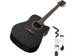 Succebuy Chitarra Acustica Elettrica Con Cutaway, 1041,4 Mm, Set Completo Per Principianti Con Borsa, Accordatore, Tracolla, Corde, Plettri E Capotasto, Tastiera In Palissandro, Ideale Per Fingerstyle, Assolo E Jazz, Nero