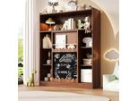 Libreria Mearx Con Ripiani E Ante Scorrevoli, Pannello Per Pittura, Libreria Effetto Legno, 120 X 60 X 30 Cm, Noce