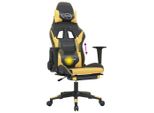 Syfax™ Sedia Da Gaming Massaggiante Poggiapiedi Nero E Oro Pelle Finta