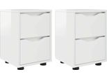 Syfax™ Comodini Con Cassetto 2 Pcs Bianco Lucido 30,5 X 30 X 43 Cm