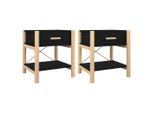Syfax™ Tavolini Da Letto 2Pz Nero 42X38X45 Cm In Legno Multistrato