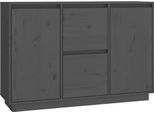 Syfax™ Credenza Grigia 111X34X75 Cm In Legno Massello Di Pino