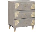 Syfax™ Armadio Da Notte Grigio 50 X 33 X 62 Cm Legno Di Mango Massello