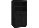 Syfax™ Credenza Nera 60X40X116,5 Cm In Legno Massello Di Pino