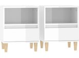 Syfax™ Comodini 2 Pz In Bianco Lucido 40X35X50 Cm