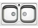 Lavello Incasso Cucina Acciaio 86X50 Cm Due Vasche SA322