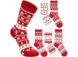 Brubaker 5 Paia Di Calze Natalizie Da Donna 36-41 - Renna E Pupazzo Di Neve - Calze Di Cotone Norvegese Rosso Bianco