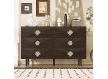 Aiorber Tavolo Da Toilette Moderno Con 6 Cassetti E Maniglia In Rattan - Elegante Tavolo Da Toilette Con Ampio Spazio Di Archiviazione E Struttura Robusta Per Camere Da Letto