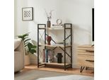 Scaffale A Terra 'SkøRping' Con 3 Ripiani Struttura In Metallo 90 X 65 X 30 Cm Nero / Aspetto Rovere