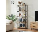 Scaffale A Terra 'SkøRping' Con 5 Ripiani Struttura In Metallo 160 X 65 X 30 Cm Nero / Aspetto Rovere