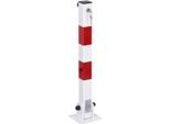 Logistsystem Paletto Barriera Parcheggio Chiave | Paletto Barriera Pieghevole | Chiave Superiore "Slupek""| Acciaio | Robusta Barriera Parcheggio | Barriera Parcheggio | Bianco / Rosso"