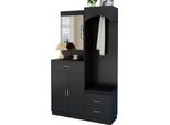 Aiorber Armadio Moderno Compatto Con Specchio E Panca Per Scarpe, Combinazione Di Armadio E Scarpiera, Design Multifunzionale, Nero