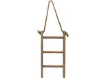 1.07 Piccola Scala Decorativa Da Appendere O Appoggiare - Circa 40 X 20 Cm - Scala Di Legno Con Corda