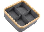 Inf Cesto Portaoggetti A 4 Scomparti In Tessuto Oxford - 30X30X9Cm Grigio