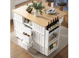 Fortuna Lai Mobile Da Cucina, Carrello Di Servizio Con Venature Del Legno, Carrello Da Cucina Con Rotelle E Piano Di Lavoro, Carrello Da Cucina Con Ripiano Per Spezie E Portasciugamani, Isola Da Cucina Con Ante Scorrevoli E Cassetti, Bianco