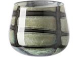Tischvase FINK MARLY, grün (hellgrün, schwarz), H:11cm Ø:13,5cm, Glas, Vasen, Dekovase, Blumenvase, Windlicht, Vase aus Glas
