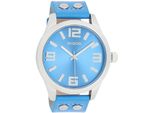 Quarzuhr OOZOO, blau, Armbanduhren, Damen, Quarzuhr, Armbanduhr, Damenuhr, Herrenuhr, Lederarmband, Ø 46mm
