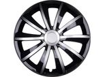 4X Coprimozzi Premium Design Copriruota Grail 15 Inch In Argento Nero