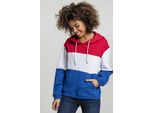 DáMská Mikina Urban Classics Ladies Oversize 3-Tone Hoody Rosso Fuoco/Bianco/Royal - S