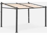 3X4M Pergola In Alluminio Con Copertura Scorrevole, Beige