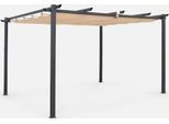 Pergola 3X4M In Alluminio Telo Scorrevole, Beige