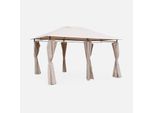 Pergola Da Giardino 3X4M Struttura In Alluminio Con Tende Scorrevoli, Beige