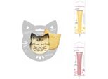 Confezione Di Biscotti Con Rilievo Di Gatto + 2 Barrette Di Cioccolato Giallo Pastello E Rosa Pastello