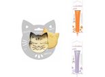 Confezione Di Biscotti Con Rilievo Di Gatto + 2 Barrette Di Cioccolato Arancioni E Viola