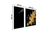 Piastre Copriforno 2 Pezzi 90X52 Copripiastra In Ceramica Tagliere In Vetro Golden Black