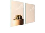 Piastre Copri Fornelli 2 Pezzi 75X52 Copri Piano Cottura In Ceramica Tagliere In Vetro Cactus Beige